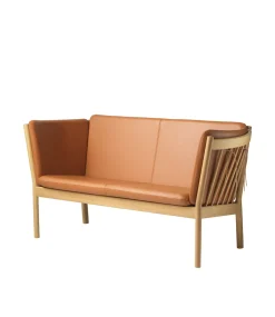 2 Personers Sofa-Erik Ole Jørgensen J148 - 2 pers. sofa - Eg - Cognac læder