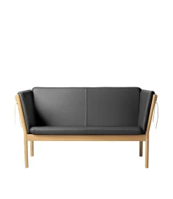2 Personers Sofa-Erik Ole Jørgensen J148 - 2 pers. sofa - Eg - Sort læder