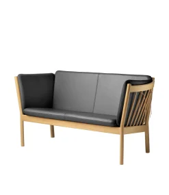 2 Personers Sofa-Erik Ole Jørgensen J148 - 2 pers. sofa - Eg - Sort læder