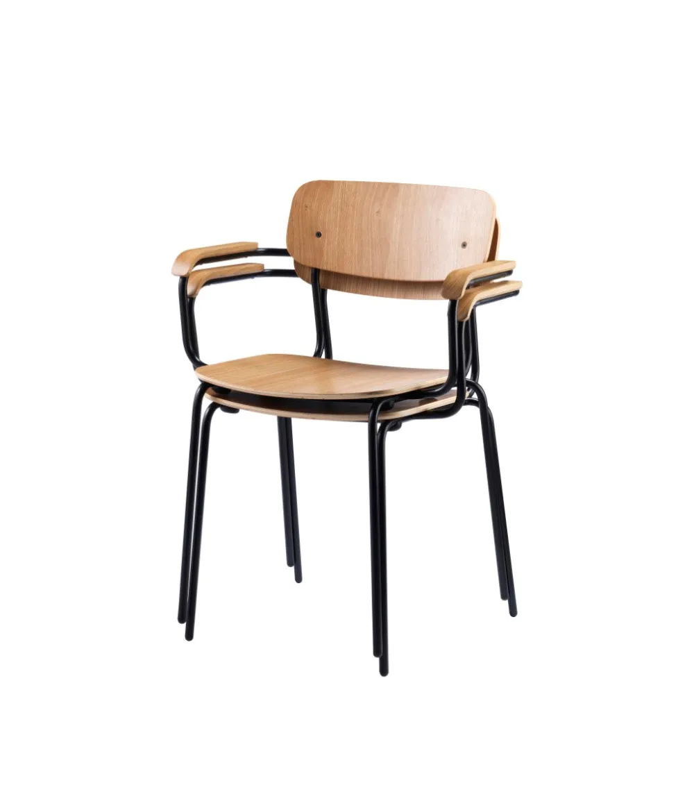 Spisebordsstole-Jakob Thau J183 - Holmen - Stabelstol m. armlæn - Stål - Eg