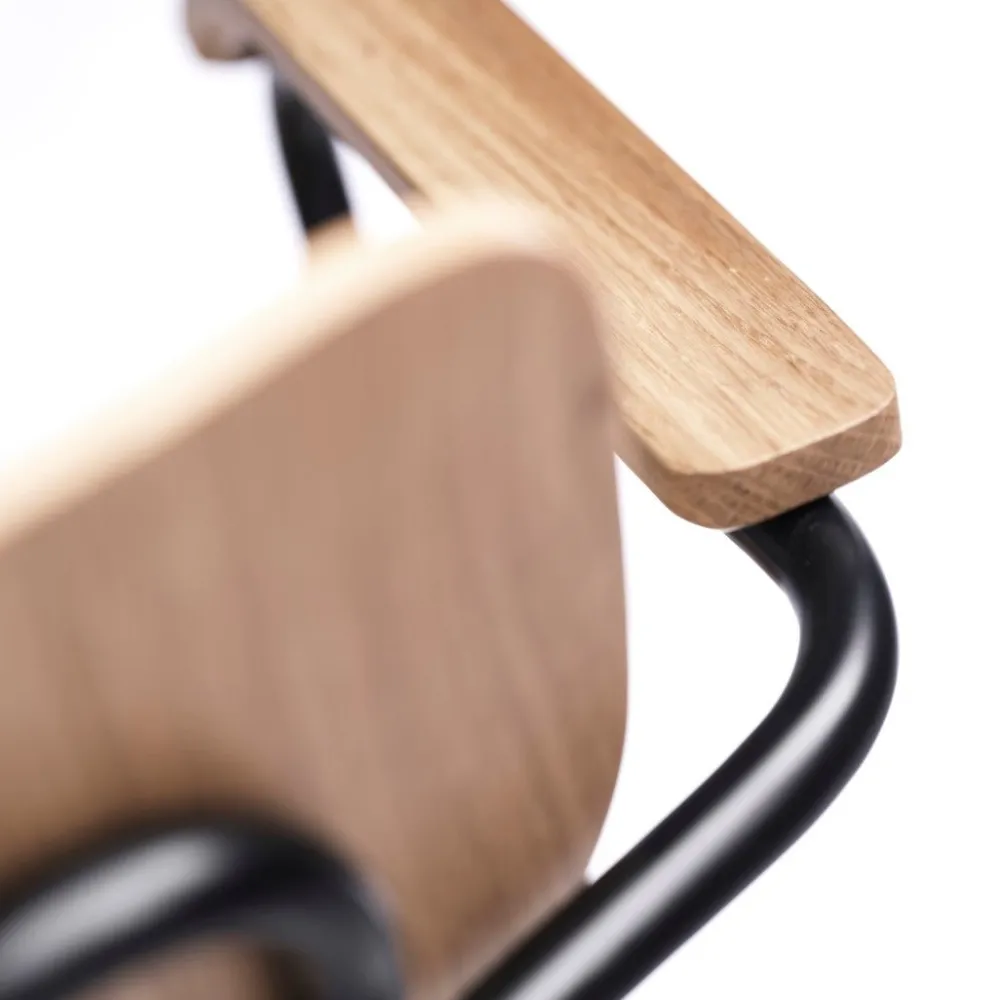 Spisebordsstole-Jakob Thau J183 - Holmen - Stabelstol m. armlæn - Stål - Eg