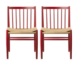 Spisebordsstole-Jørgen Bækmark J80 - Stol - 2 stk - Bøg - Ruby Red