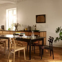 Spisebordsstole-Poul M. Volther J48 - Stol - Eg - Jet Black - Sort læder