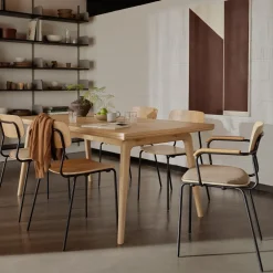 Spisebordsstole-Jakob Thau J182 Holmen - Stabelstol - Stål - Eg - 4 stk.