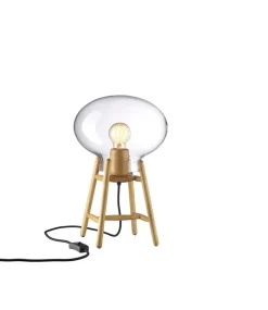 Bordlamper-Philip Bro & Dögg Gudmundsdottir U4 Hiti - Bordlampe - Eg - Klart glas
