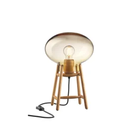 Bordlamper-Philip Bro & Dögg Gudmundsdottir U4 Hiti - Bordlampe - Eg - Ravfarvet glas