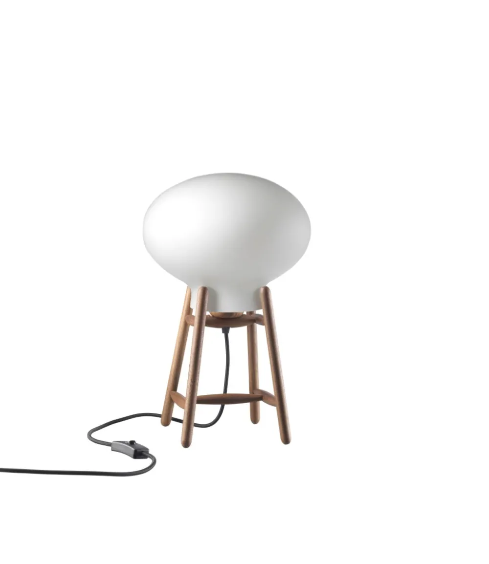 Bordlamper-Philip Bro & Dögg Gudmundsdottir U4 Hiti - Bordlampe - Valnød - Opalt glas