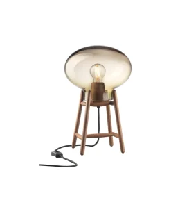 Bordlamper-Philip Bro & Dögg Gudmundsdottir U4 Hiti - Bordlampe - Valnød - Ravfarvet glas