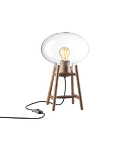 Bordlamper-Philip Bro & Dögg Gudmundsdottir U4 Hiti - Bordlampe - Valnød - Klart glas